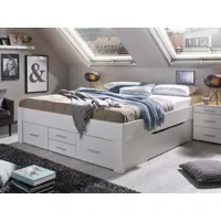 lit scarlett 160x200 cm blanc avec six tiroirs sans tête de lit
