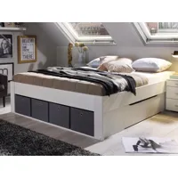 lit scarlett 180x200 cm blanc avec caisses de rangement sans tête de lit