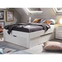 lit scarlett 140x200 cm blanc avec trois tiroirs sans tête de lit