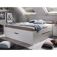 lit scarlett 160x200 cm blanc avec trois tiroirs sans tête de lit