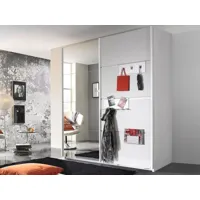 armoire steino 2 portes coulissantes 181 cm (lingère) blanc alpin avec miroir