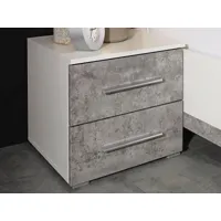 table de chevet sieg 2 tiroirs blanc alpin/gris pierre