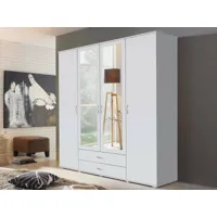 armoire twist 4 portes 2 tiroirs avec miroir blanc
