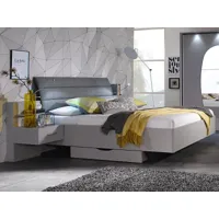 lit et chevets alta 180x200 cm gris soie avec tiroirs