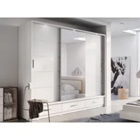 armoire artemis 3 portes 3 tiroirs blanc avec miroir