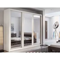 armoire arturo 3 portes coulissantes blanc avec miroir