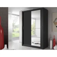 armoire artifice 2 portes coulissantes noir avec miroir