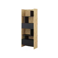 armoire bureau conception pro 1 porte 1 tiroir noir/chêne artisan