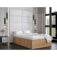 lit bellie deluxe 120x200 cm chêne doré avec tête de lit blanc