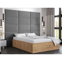 lit bellie 140x200 cm chêne doré avec tête de lit gris