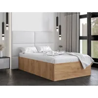 lit benja deluxe 120x200 cm chêne doré avec tête de lit blanc