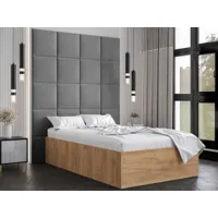 lit belcanto 120x200 cm chêne doré avec tête de lit gris
