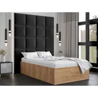 lit belcanto 120x200 cm chêne doré avec tête de lit noir