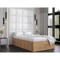 lit belcanto deluxe 120x200 cm chêne doré avec tête de lit blanc