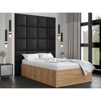 lit belcanto deluxe 120x200 cm chêne doré avec tête de lit noir