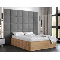 lit belcanto 140x200 cm chêne doré avec tête de lit gris