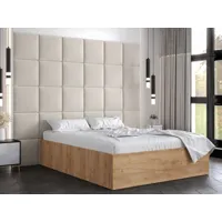 lit belcanto 160x200 cm chêne doré avec tête de lit crème