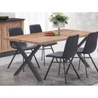 table repas etoile 190 cm chêne industriel avec pieds en x