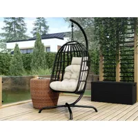 fauteuil de jardin suspendu gafa noir avec coussin crème