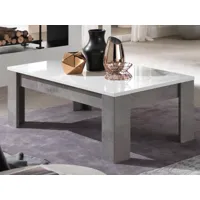 table basse rectangulaire grenade 126 cm marbre laqué/blanc laqué