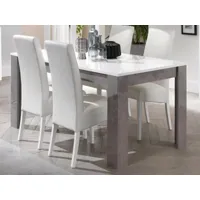 table repas rectangulaire grenade 160 cm marbre laqué/blanc laqué