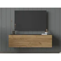 meuble tv-hifi kingston 1 porte battante 105 cm chêne noir/chêne doré