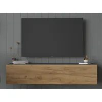 meuble tv-hifi kingston 1 porte battante 140 cm chêne noir/chêne doré