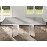 table repas rectangulaire miras 180 cm blanc brillant/marbre gris sans rallonges