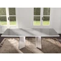 table repas rectangulaire miras 250 cm blanc brillant/marbre gris sans rallonges