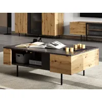 table basse marcato chêne artisan/marbre noir