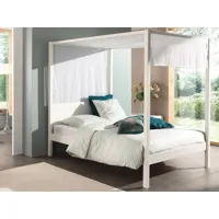 lit à baldaquin nopy 140x200 cm blanc avec voile