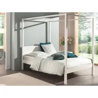 lit à baldaquin nopy 140x200 cm blanc sans voile