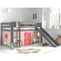 lit enfant alize avec toboggan 90x200 cm pin gris tente spring