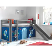 lit enfant alize avec toboggan 90x200 cm pin gris tente astro