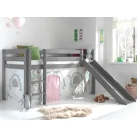 lit enfant alize avec toboggan 90x200 cm pin gris tente chateau