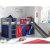 lit enfant alize avec toboggan 90x200 cm pin gris tente domino