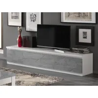 meuble tv-hifi romeo 4 portes marbre/blanc