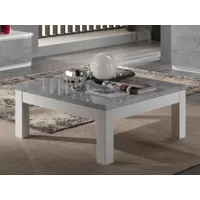 table basse romeo carrée blanc/marbre