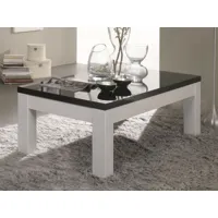 table basse romeo rectangulaire blanc laque/noir laque