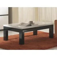 table basse romeo rectangulaire noir laque/blanc laque