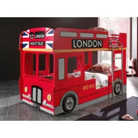 lit superposé bus london 90x200 cm rouge
