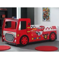 lit enfant camion de pompier 90x200 cm rouge