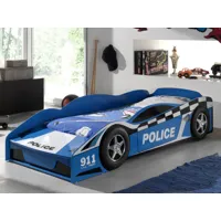 lit enfant voiture de police 70x140 cm bleu