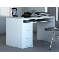 bureau monelos 3 tiroirs blanc brillant