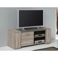 meuble tv-hifi stonage 1 porte chêne aubier gris/marbre