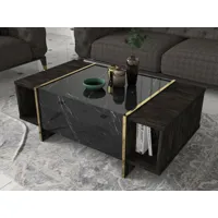 table basse rectangulaire veya noir/or