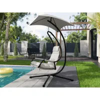 fauteuil de jardin suspendu wass noir avec coussin gris clair