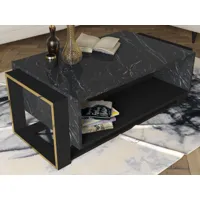 table basse rectangulaire bianno noir/or