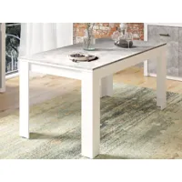 table repas genji 180 cm béton/blanc