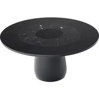 baleri italia table ronde roundel (noir - bois, marbre marquina et cristal extra clair retro-verni noir)